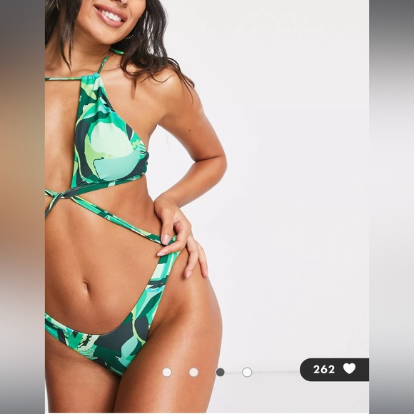 NWT Candypants cutout swimsuit in green abstract print - Picture 2 of 4